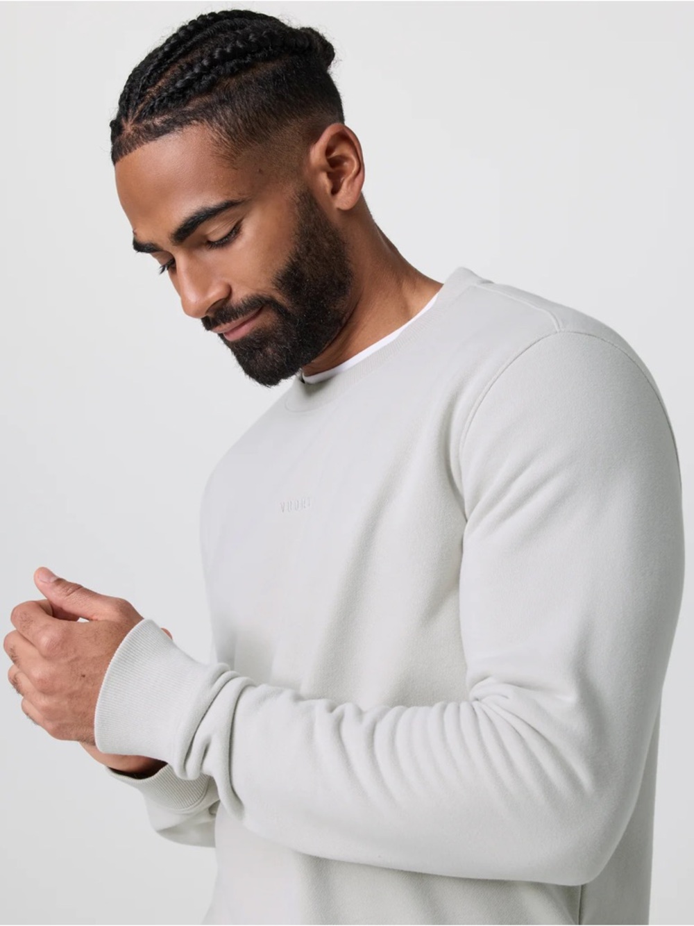 Vuori Light Gray Cypress Crewneck Sweatshirt in Salt Size Small - Picture 6 of 6